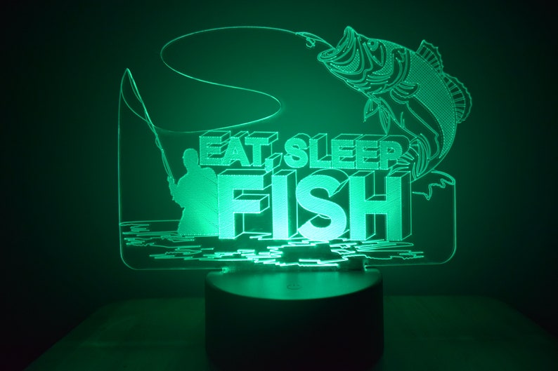 Eat Sleep Fish LED Night Lamp | RGB 3D Acrylic Night Light