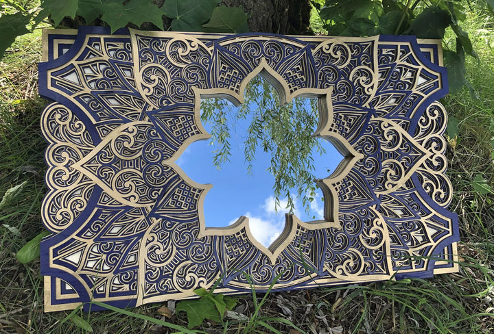 Wooden Long Mirror Mandala