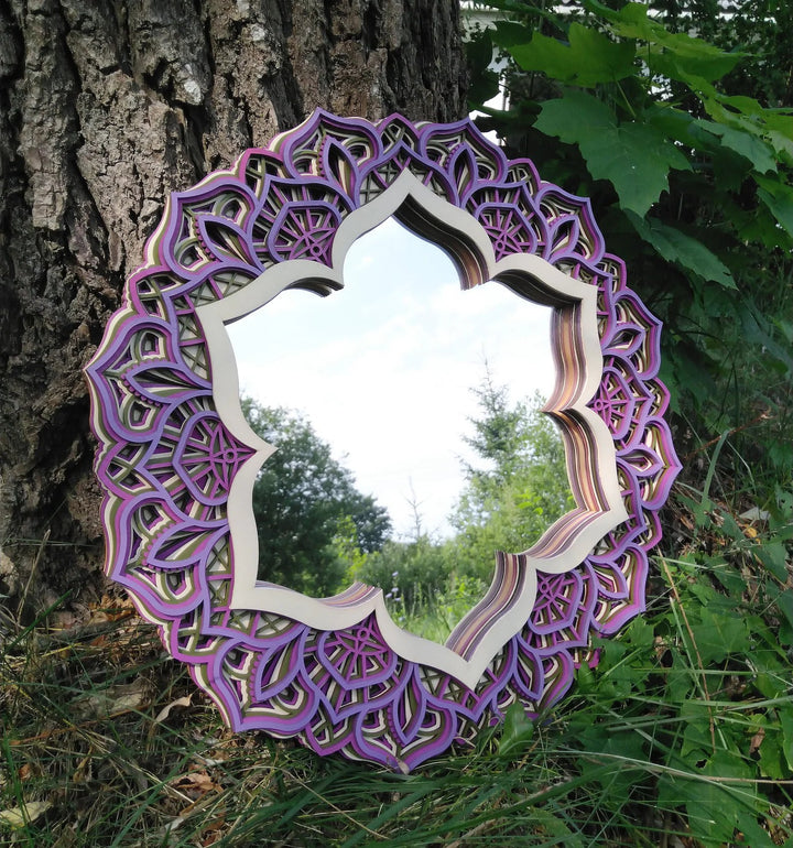 Flower Wooden Mirror Mandala