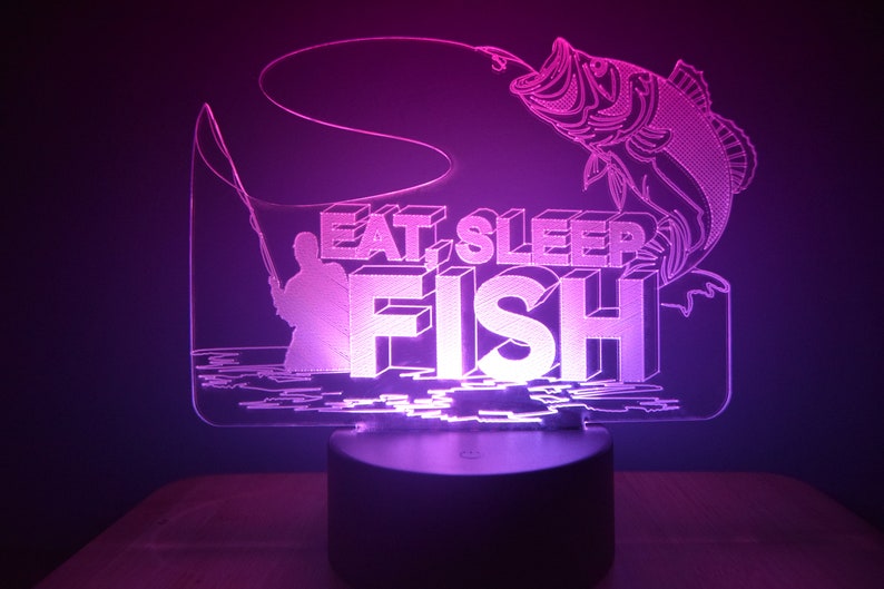 Eat Sleep Fish LED Night Lamp | RGB 3D Acrylic Night Light