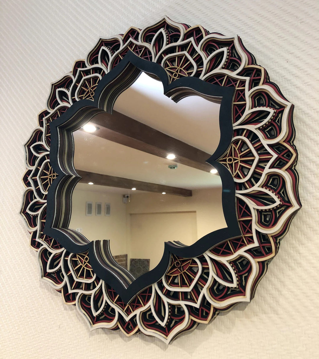 Flower Wooden Mirror Mandala