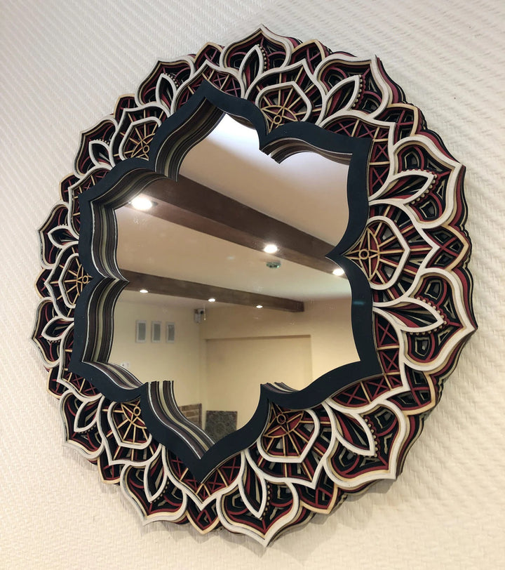 Flower Wooden Mirror Mandala