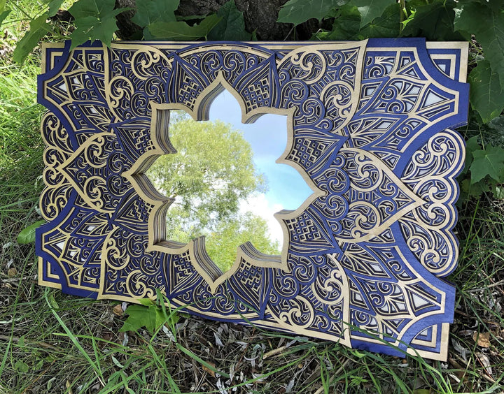 Wooden Long Mirror Mandala