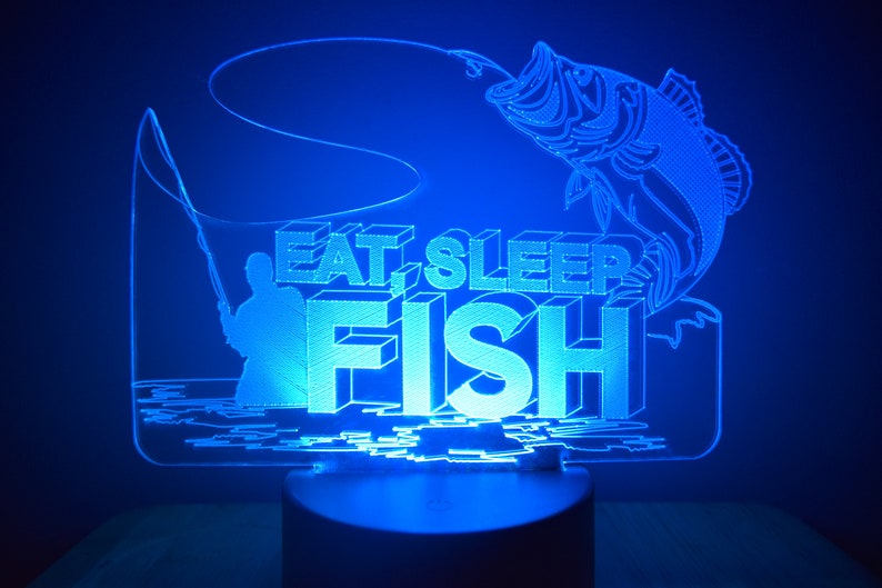 Eat Sleep Fish LED Night Lamp | RGB 3D Acrylic Night Light