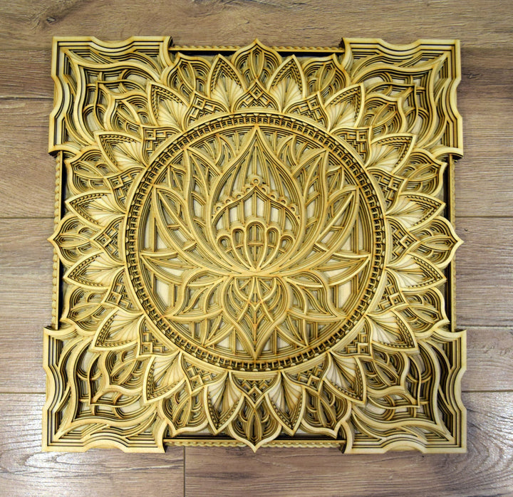 Lotus Flower Wooden Mandala