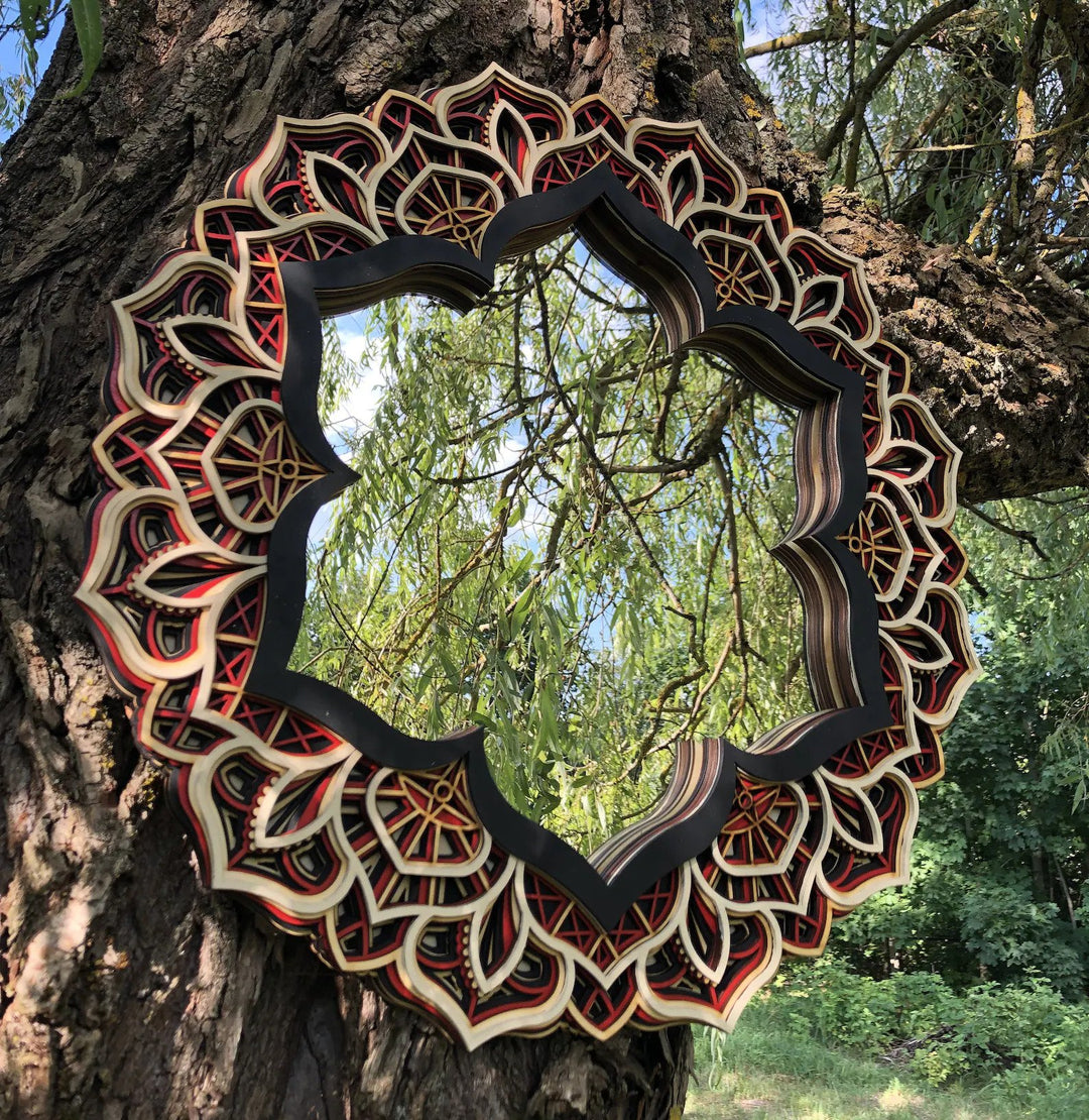 Flower Wooden Mirror Mandala