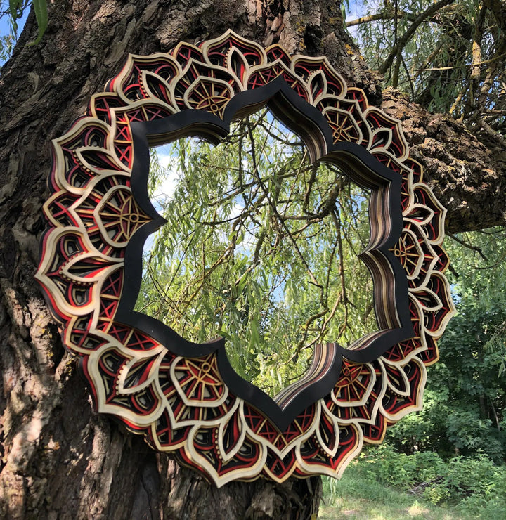 Flower Wooden Mirror Mandala