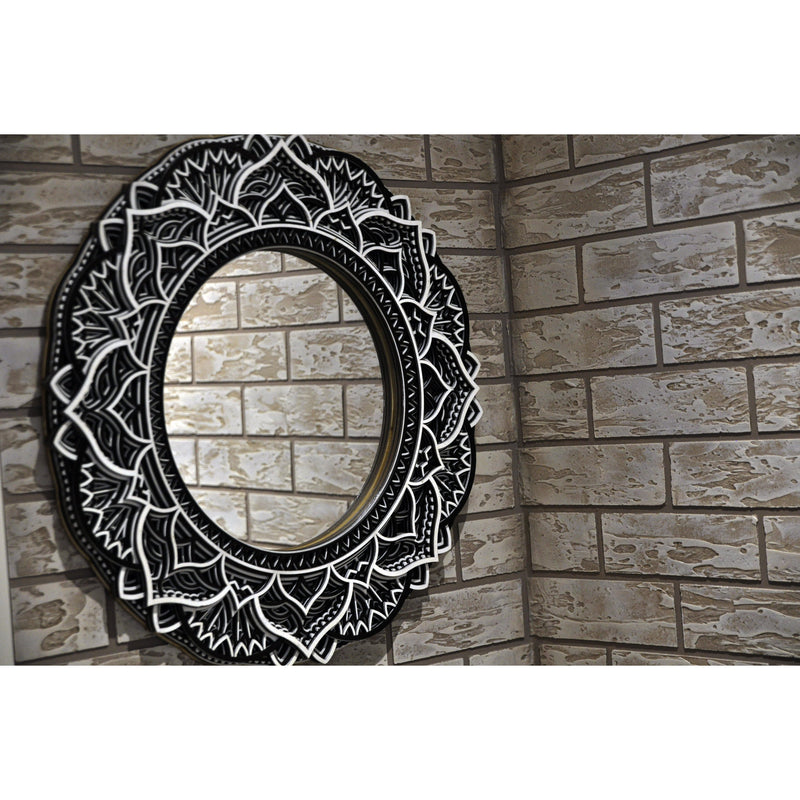 Round Wooden Mirror Mandala