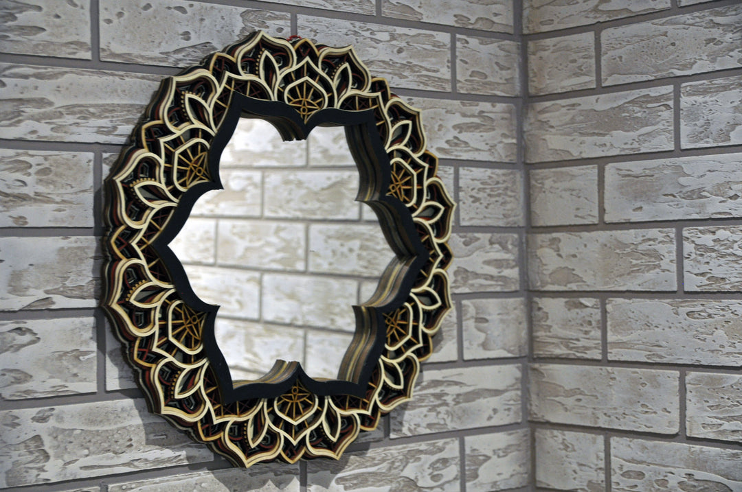 Flower Wooden Mirror Mandala