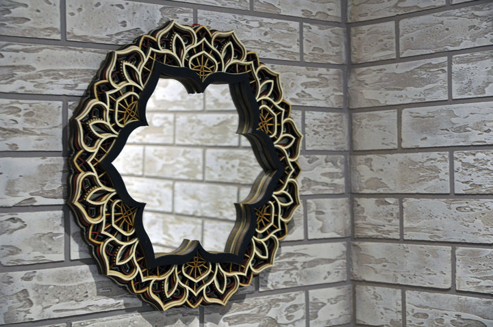 Flower Wooden Mirror Mandala