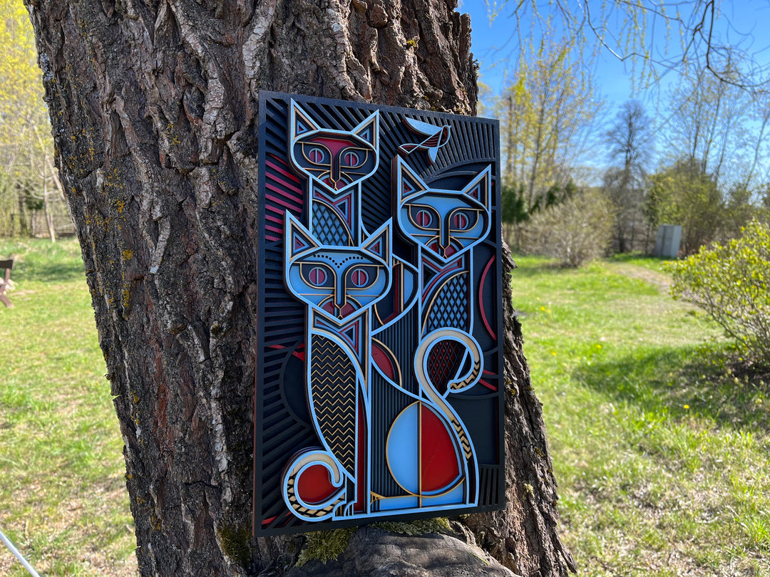 Cats Painting Mandala Wall Art