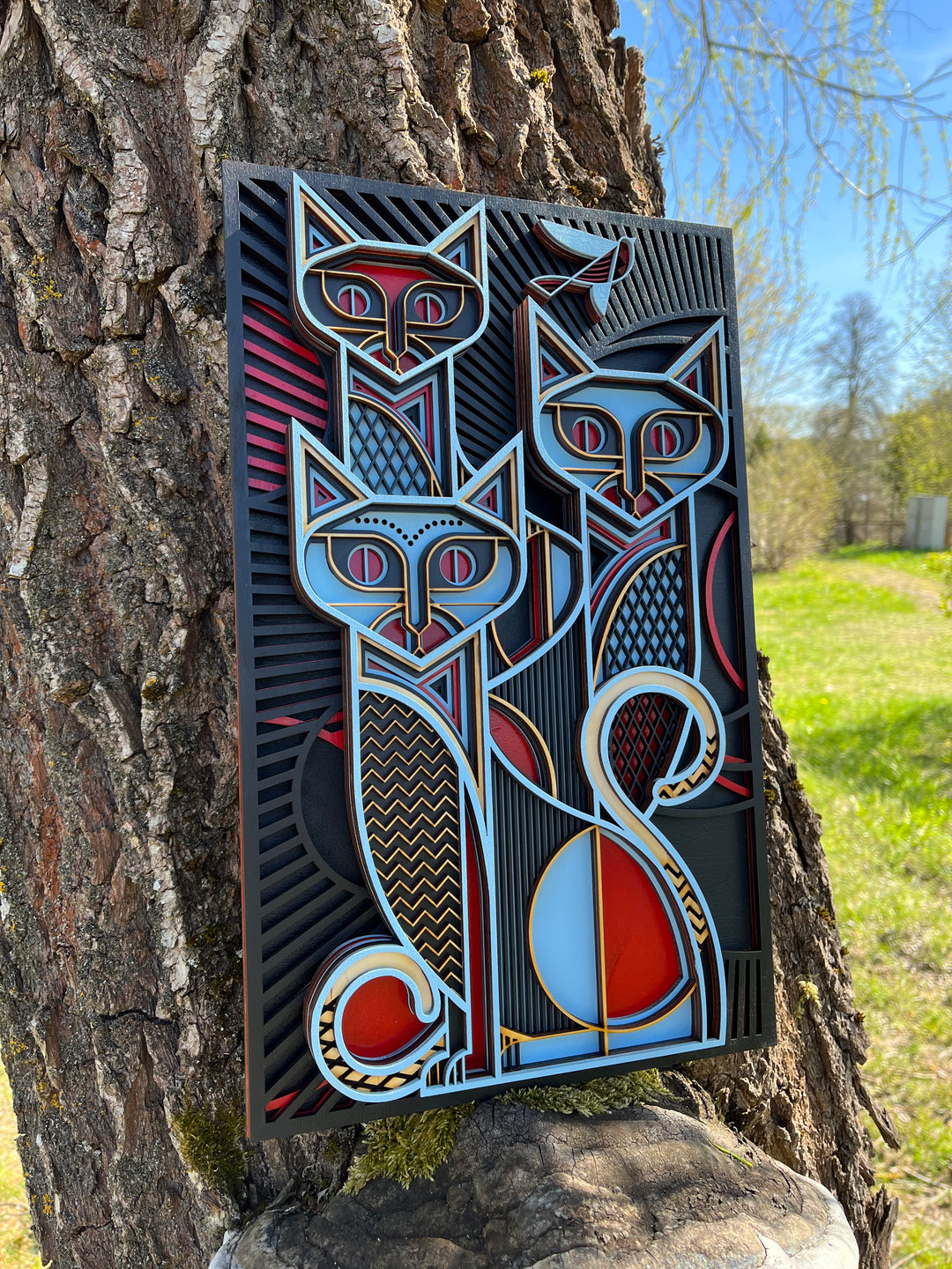 Cats Painting Mandala Wall Art