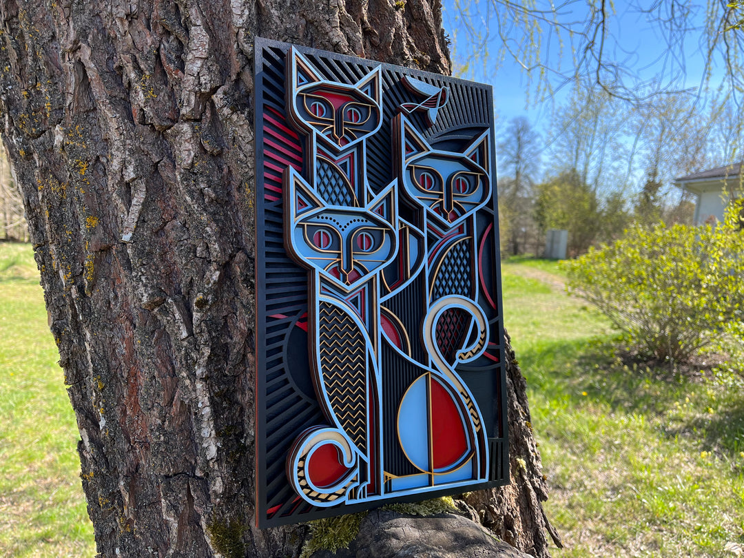 Cats Painting Mandala Wall Art