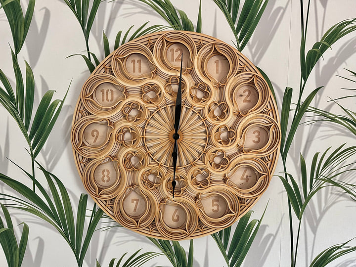 Wooden Clock Mandala Wall Hanging