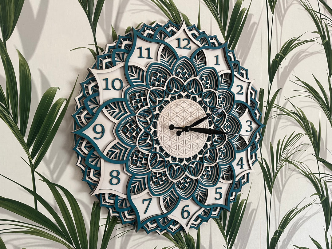 Wooden Clock Mandala Wall Art