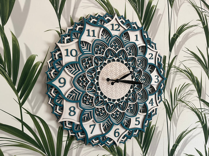 Wooden Clock Mandala Wall Art