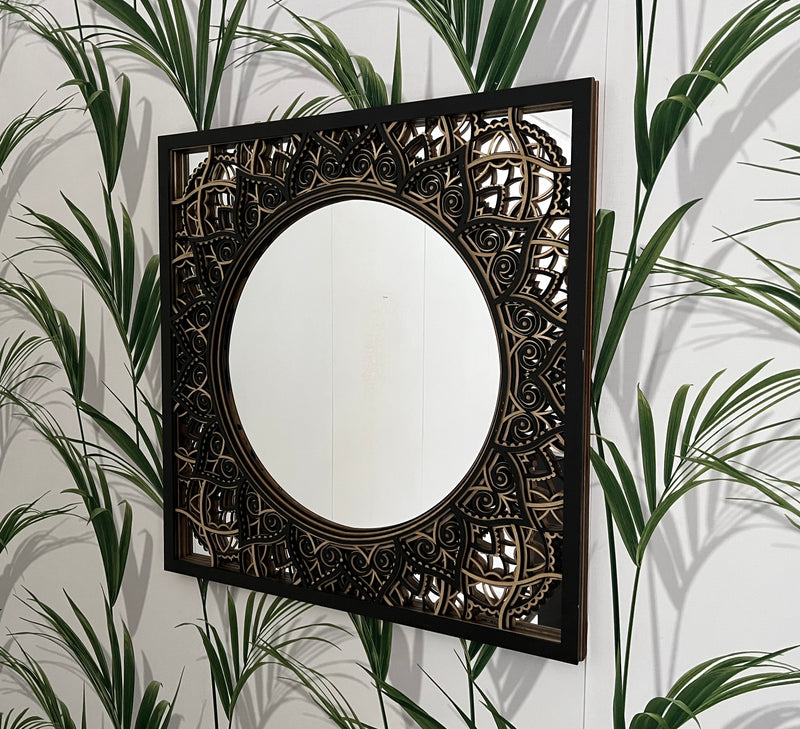 Large Wall Mirror | Mirror Wall Décor | Mandala Wall Art | Ornate Mirror