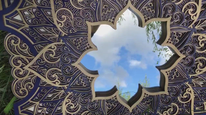 Wooden Long Mirror Mandala