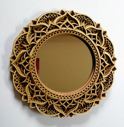 Round Wooden Mirror Mandala