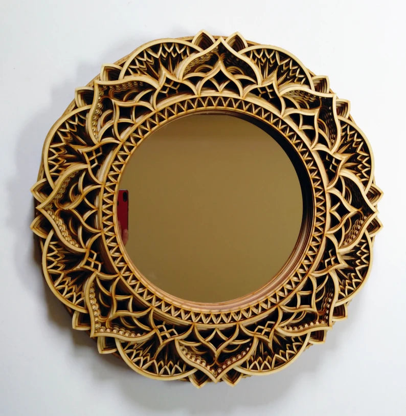Round Wooden Mirror Mandala