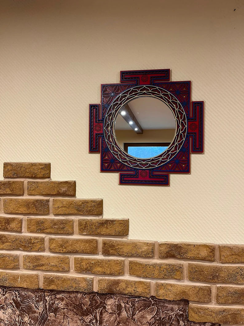 Sri Yantra Wooden Mirror Mandala