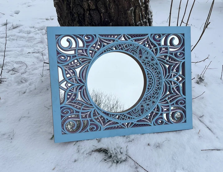 Wooden Moon Mirror Mandala