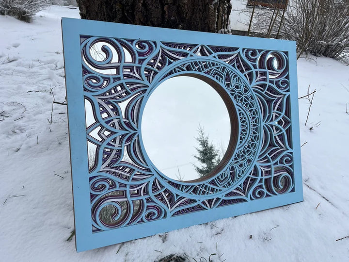 Wooden Moon Mirror Mandala