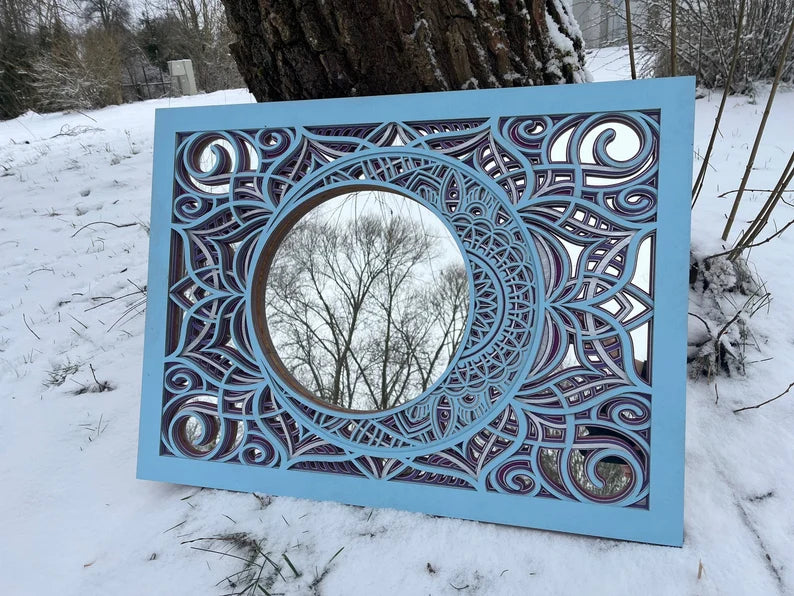 Wooden Moon Mirror Mandala