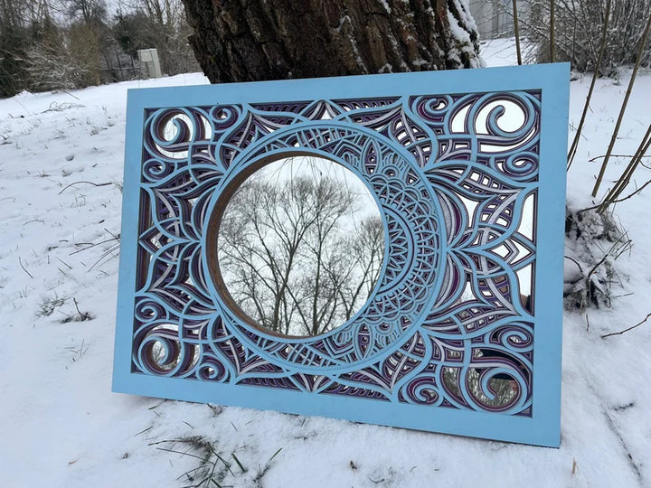 Wooden Moon Mirror Mandala