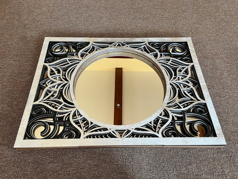 Wooden Large Mirror Mandala