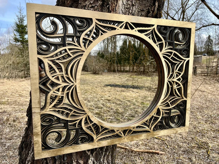 Wooden Large Mirror Mandala