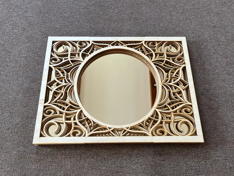 Wooden Large Mirror Mandala