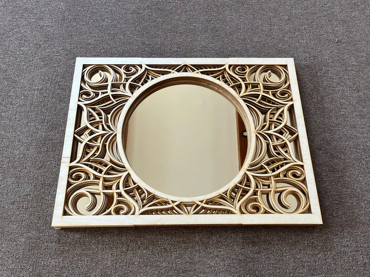 Wooden Large Mirror Mandala