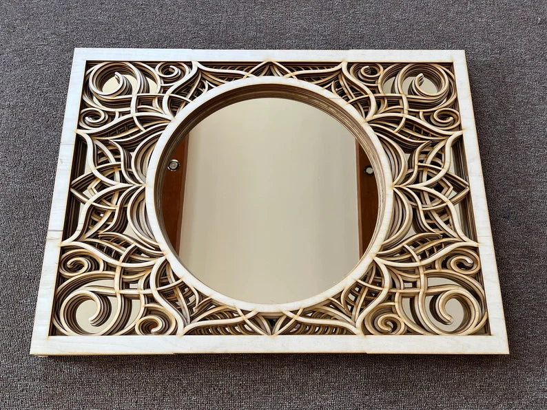 Wooden Large Mirror Mandala