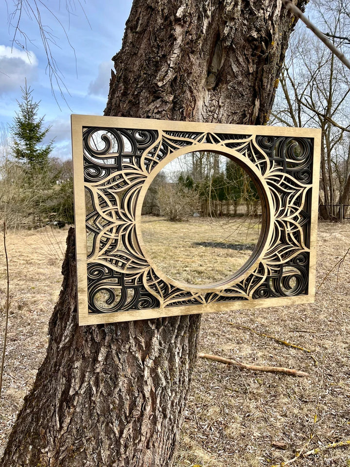 Wooden Large Mirror Mandala