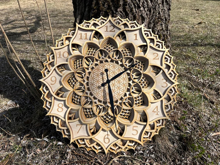 Wooden Clock Mandala Wall Art