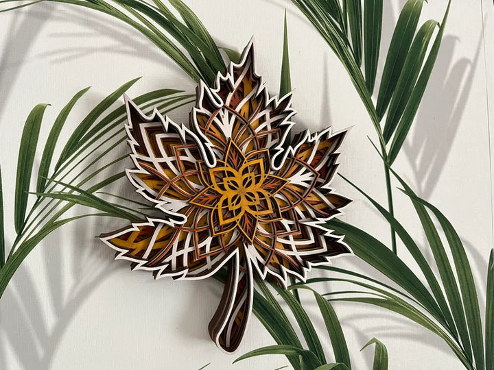 Wooden Maple Leaf Mandala Wall Art
