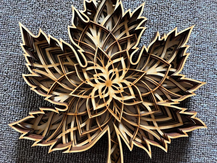 Wooden Maple Leaf Mandala Wall Art