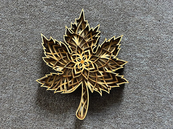 Wooden Maple Leaf Mandala Wall Art