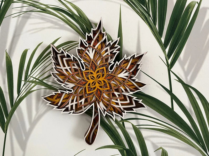 Wooden Maple Leaf Mandala Wall Art