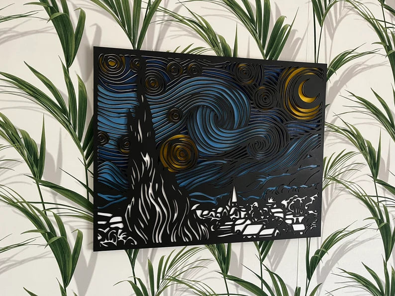Van Gogh–Inspired Large Wooden Wall Art