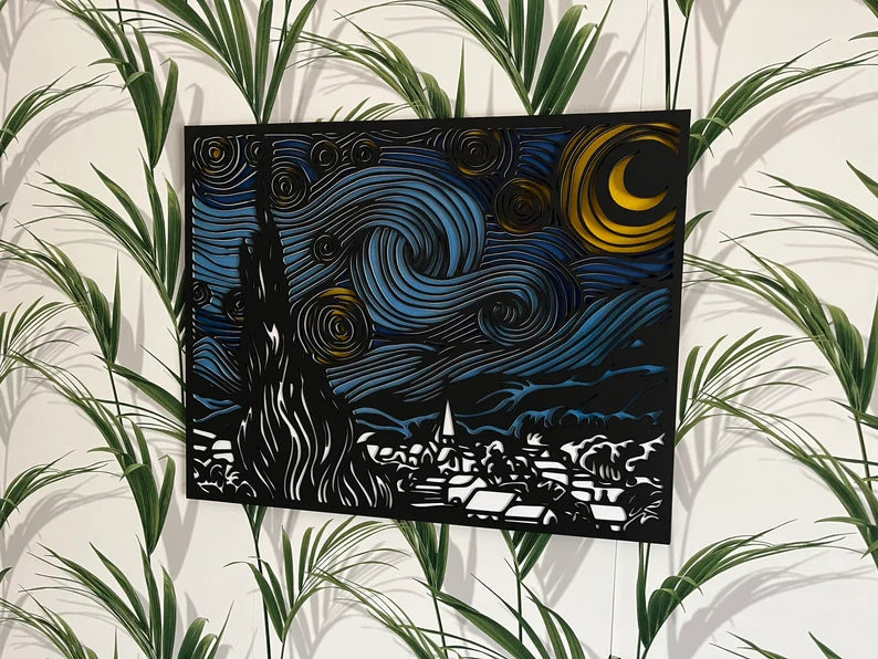 Van Gogh–Inspired Large Wooden Wall Art