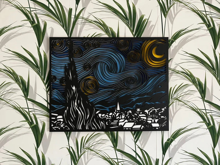 Van Gogh–Inspired Large Wooden Wall Art