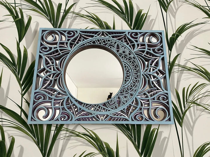 Wooden Moon Mirror Mandala