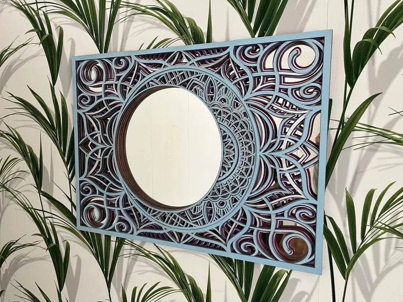 Wooden Moon Mirror Mandala