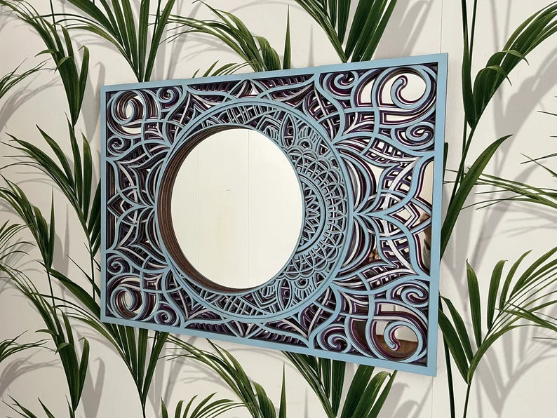 Wooden Moon Mirror Mandala