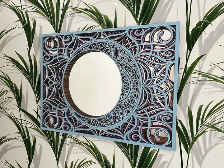 Wooden Moon Mirror Mandala